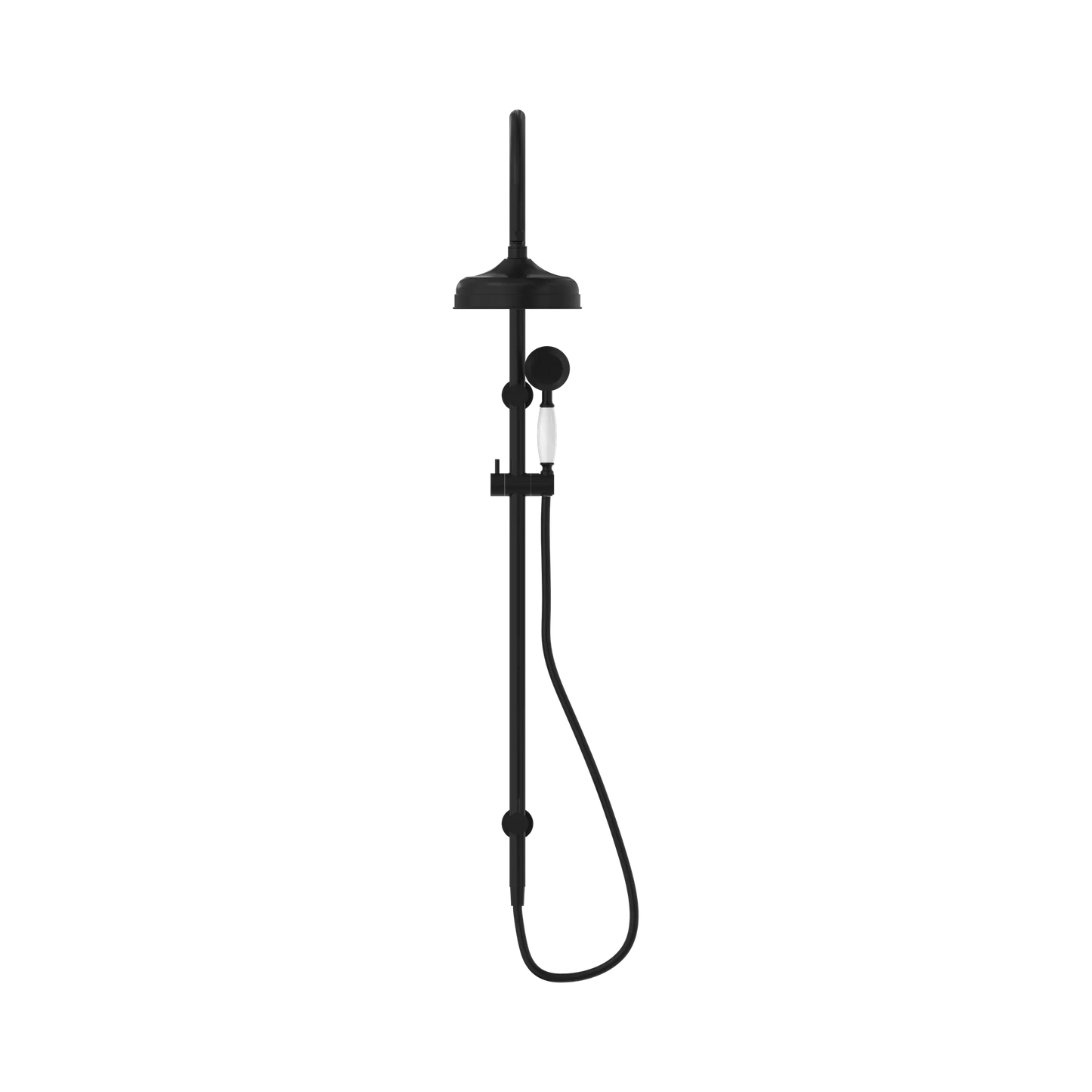 York Twin Shower With White Porcelain Hand Shower Matte Black