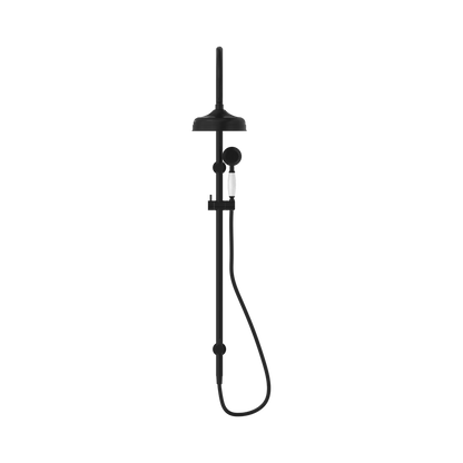 York Twin Shower With White Porcelain Hand Shower Matte Black