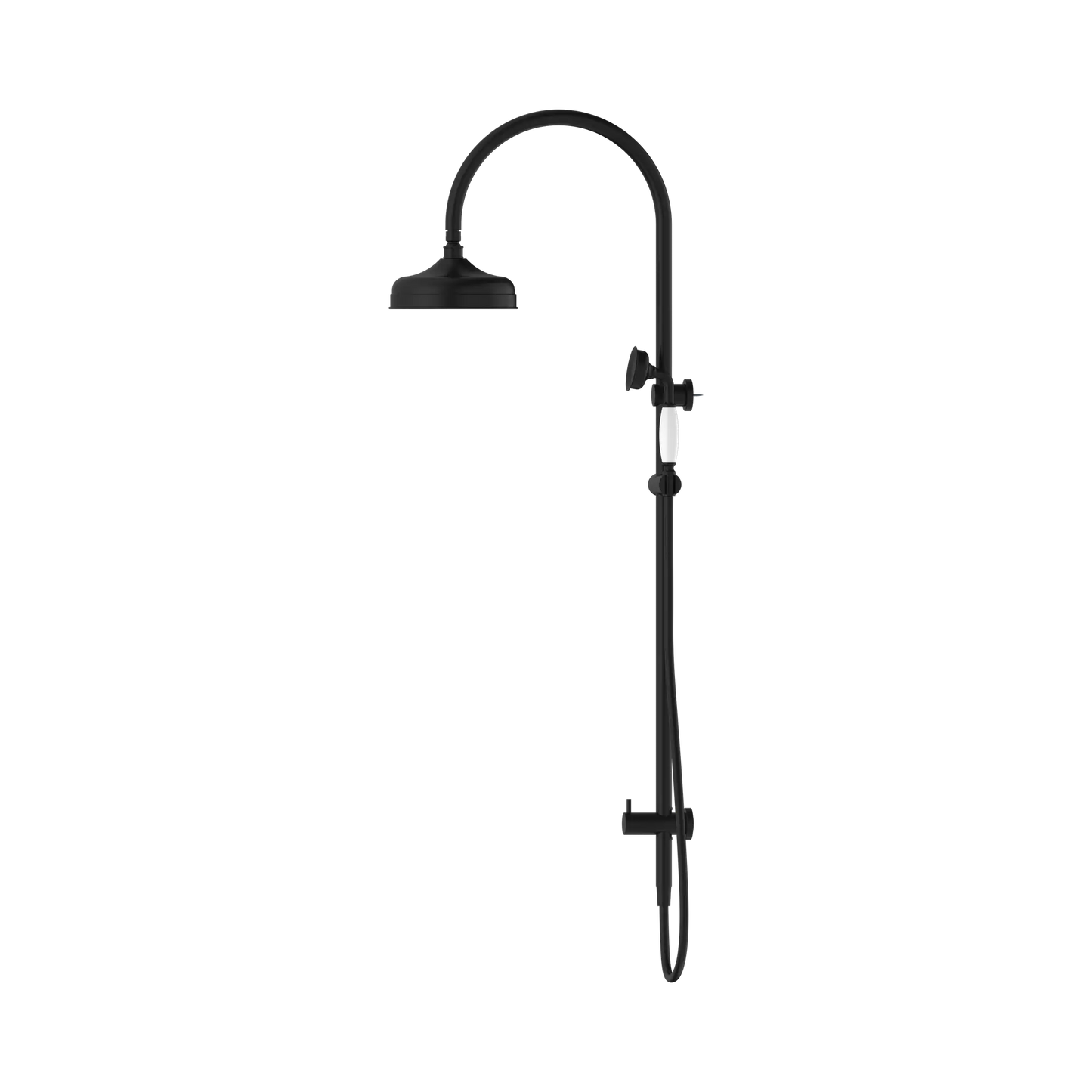 York Twin Shower With White Porcelain Hand Shower Matte Black