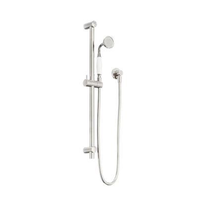 York Shower Rail With White Porcelain Hand Shower Brushed Nickel