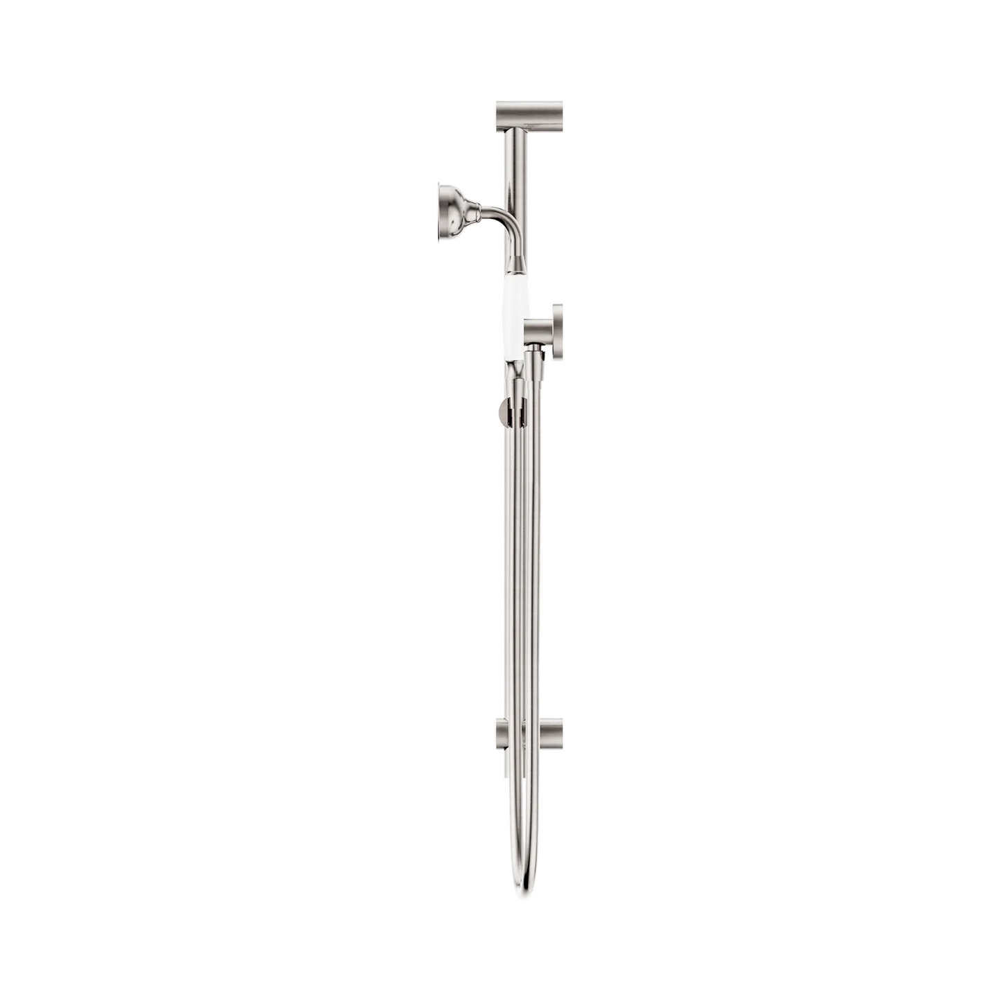 York Shower Rail With White Porcelain Hand Shower Brushed Nickel