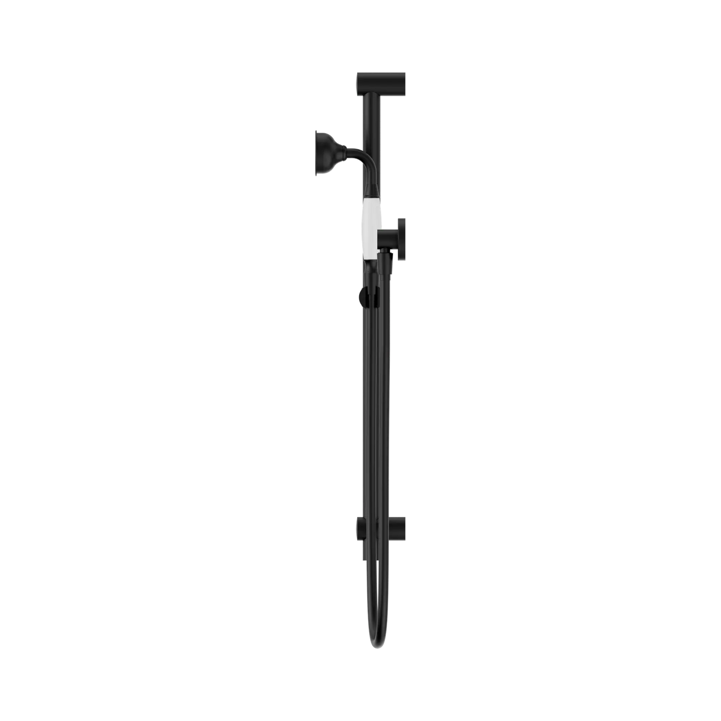 York Shower Rail With White Porcelain Hand Shower Matte Black