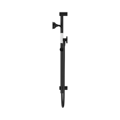 York Shower Rail With White Porcelain Hand Shower Matte Black