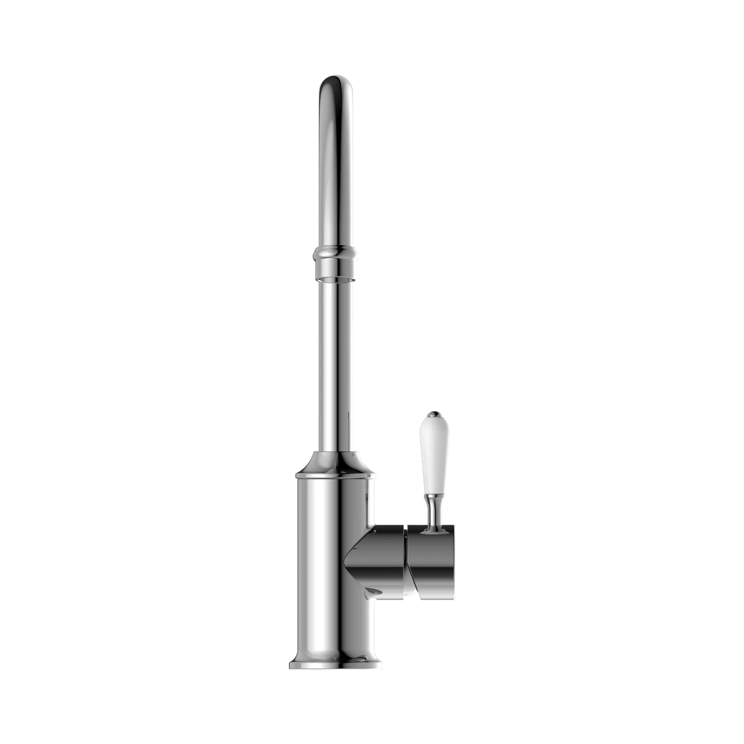 York Kitchen Mixer Gooseneck Spout With White Porcelain Lever Chrome