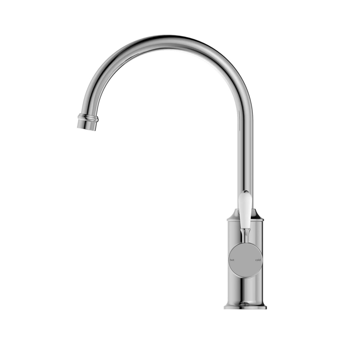 York Kitchen Mixer Gooseneck Spout With White Porcelain Lever Chrome