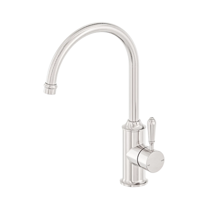 York Kitchen Mixer Gooseneck Spout With Metal Lever Brushed Nickel