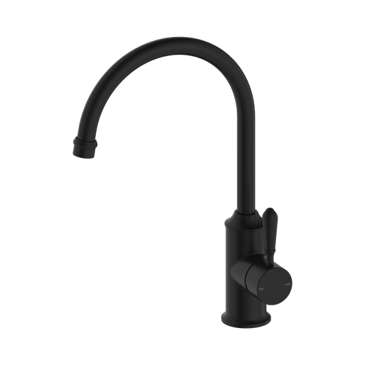 York Kitchen Mixer Gooseneck Spout With Metal Lever Matte Black