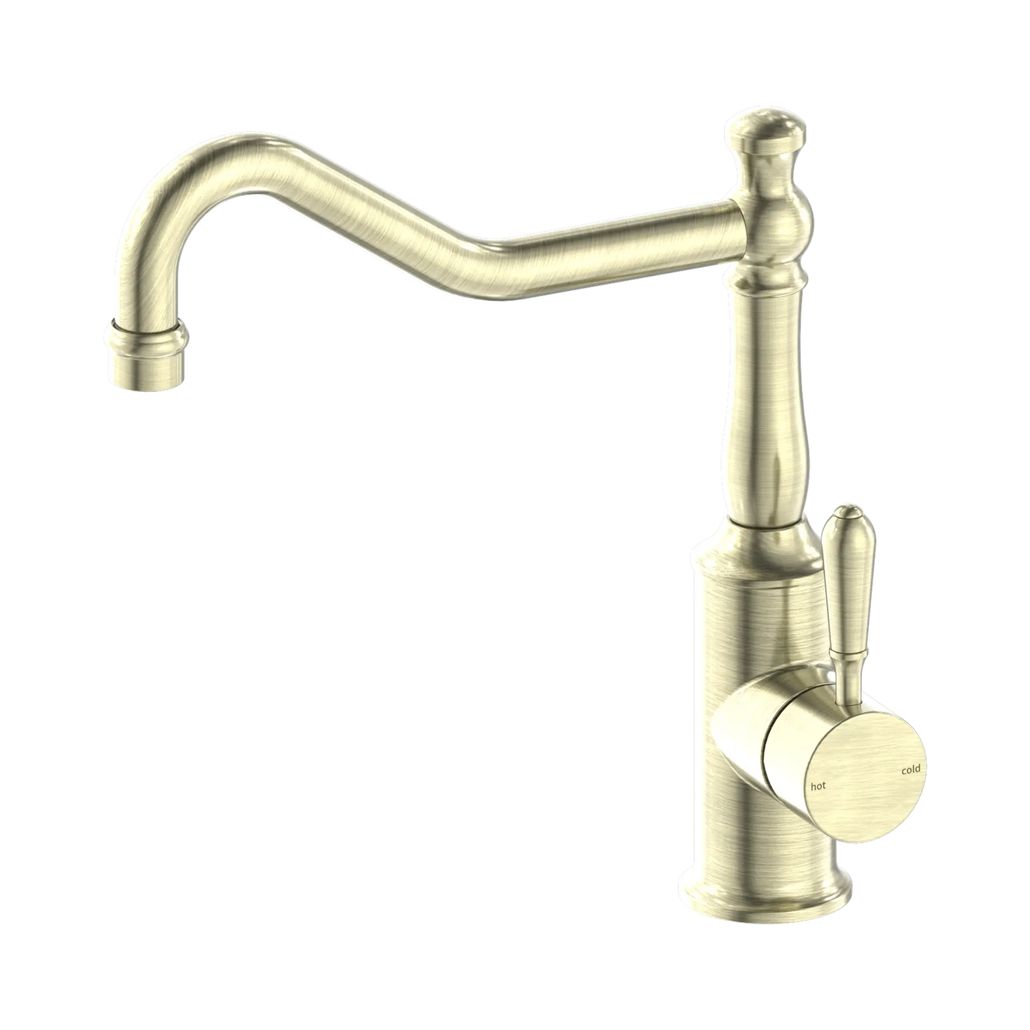 York Kitchen Mixer Hook Spout With Metal Lever Aged Brass