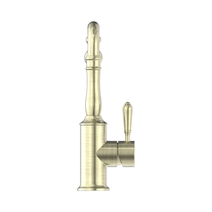 York Kitchen Mixer Hook Spout With Metal Lever Aged Brass