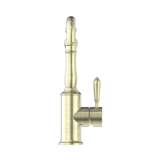 York Kitchen Mixer Hook Spout With Metal Lever Aged Brass