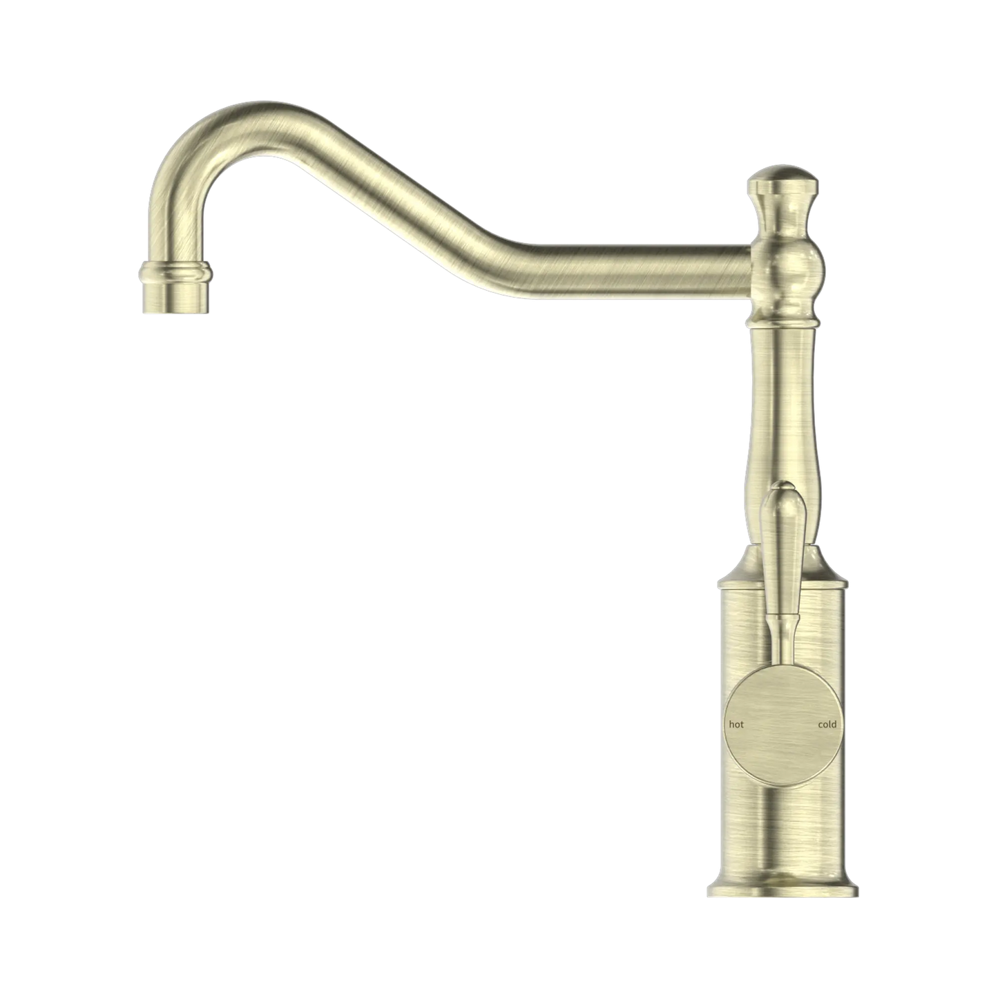 York Kitchen Mixer Hook Spout With Metal Lever Aged Brass
