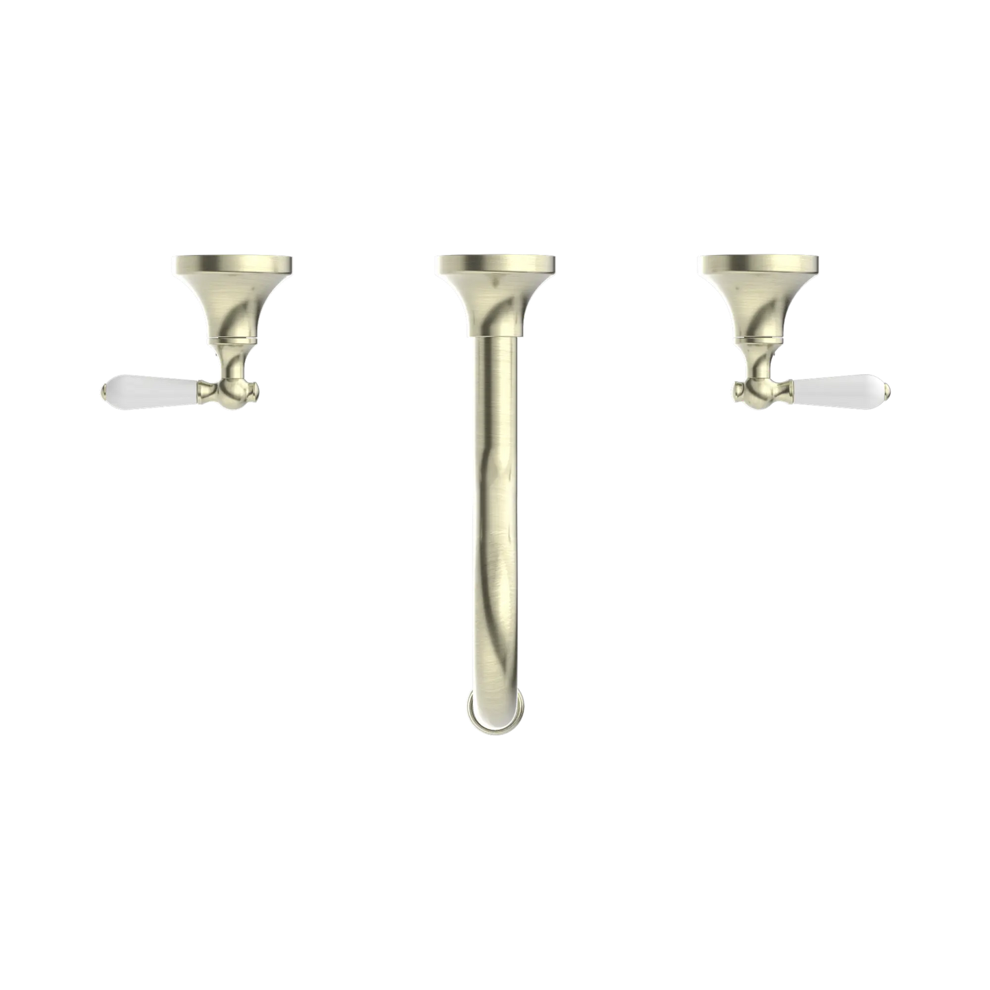 York Wall Basin Set With White Porcelain Lever Aged Brass