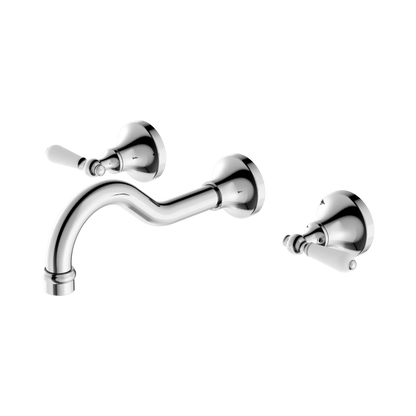 York Wall Basin Set With White Porcelain Lever Chrome