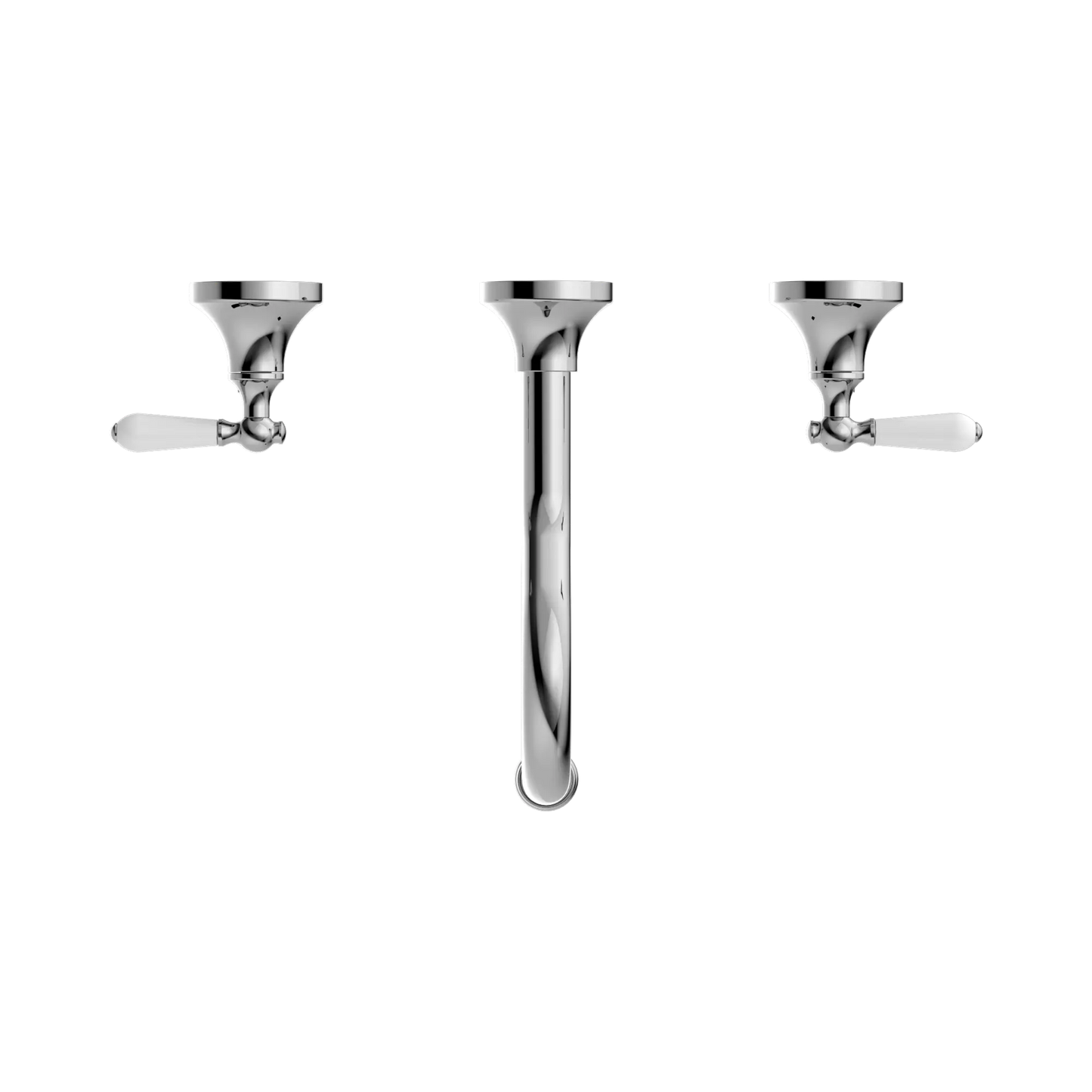 York Wall Basin Set With White Porcelain Lever Chrome