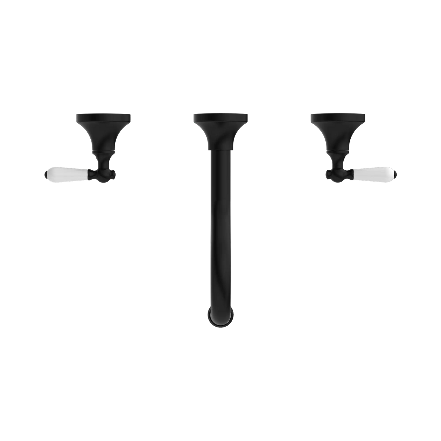 York Wall Basin Set With White Porcelain Lever Matte Black