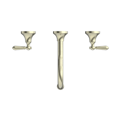 York Wall Basin Set With Metal Lever Aged Brass