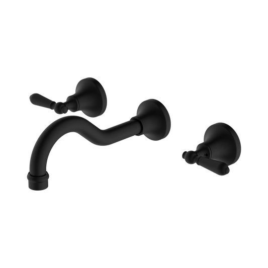 York Wall Basin Set With Metal Lever Matte Black