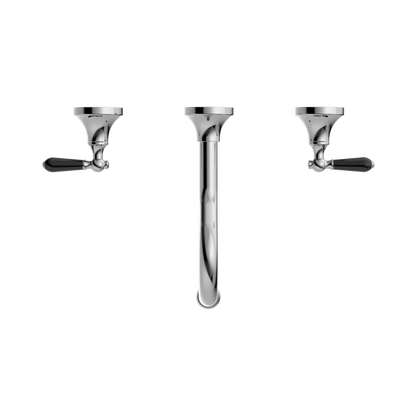York Wall Basin Set With Black Porcelain Lever Chrome