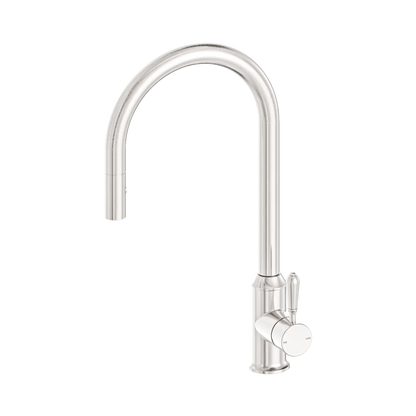 York Pull Out Sink Mixer With Vegie Spray Function With Metal Lever Brushed Nickel