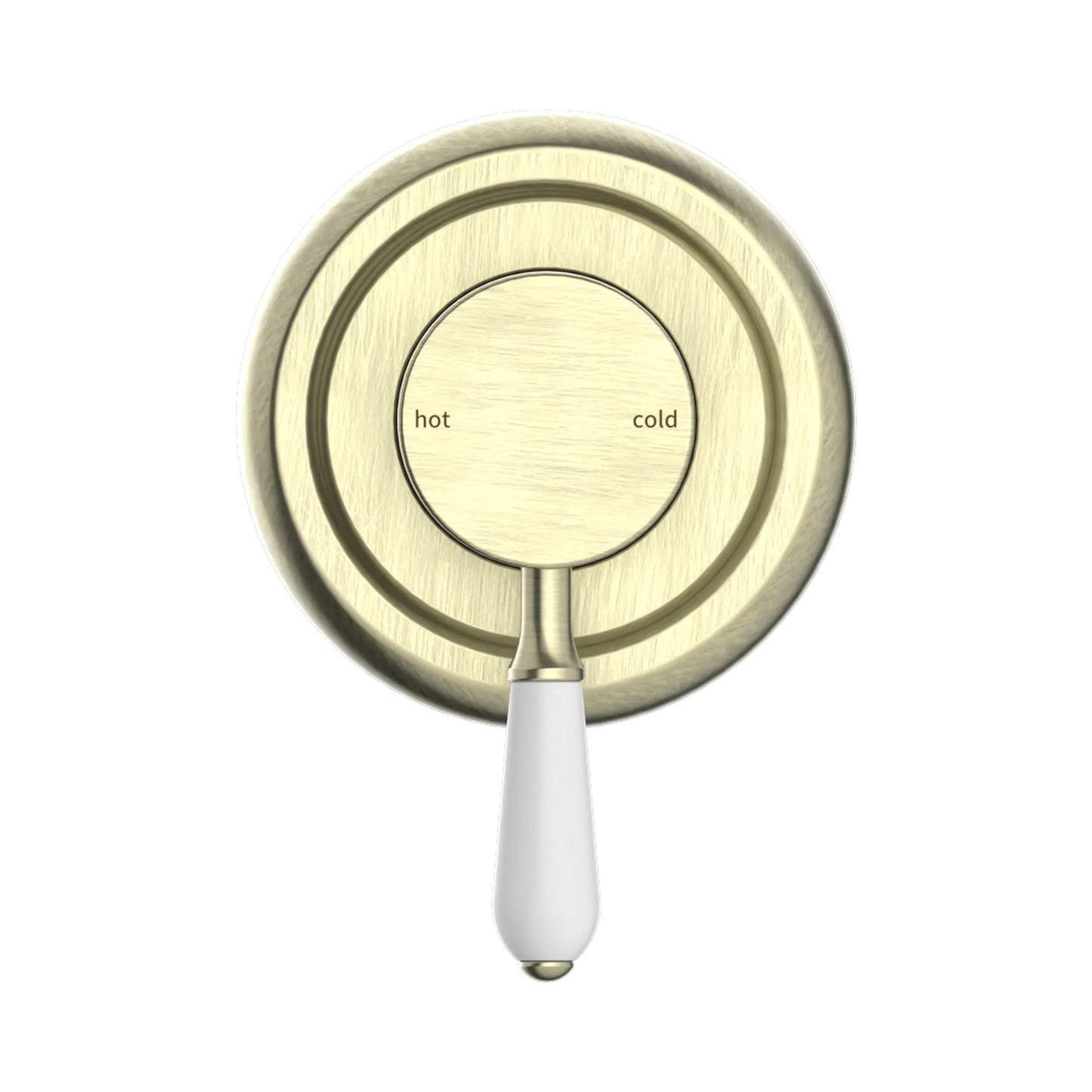 York Shower Mixer With White Porcelain Lever Aged Brass