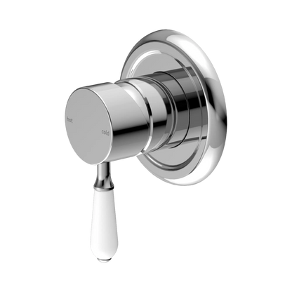 York Shower Mixer With White Porcelain Lever Chrome