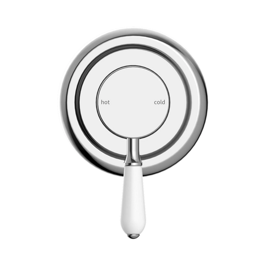 York Shower Mixer With White Porcelain Lever Chrome