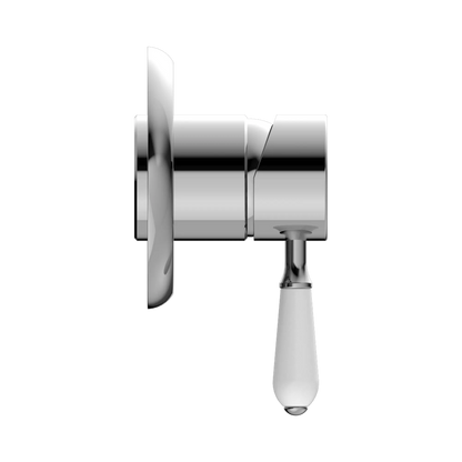 York Shower Mixer With White Porcelain Lever Chrome