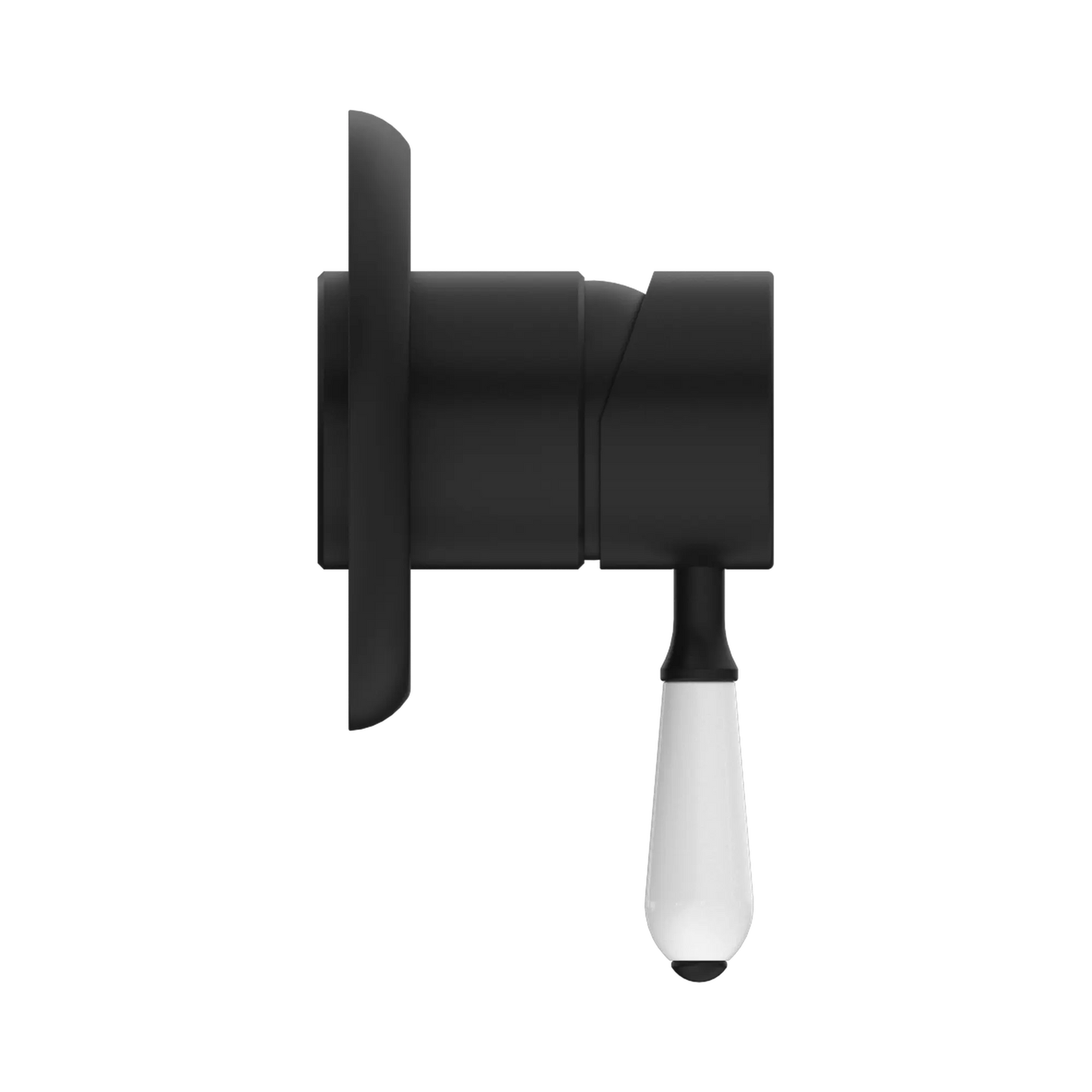 York Shower Mixer With White Porcelain Lever Matte Black