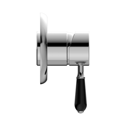 York Shower Mixer With Black Porcelain Lever Chrome