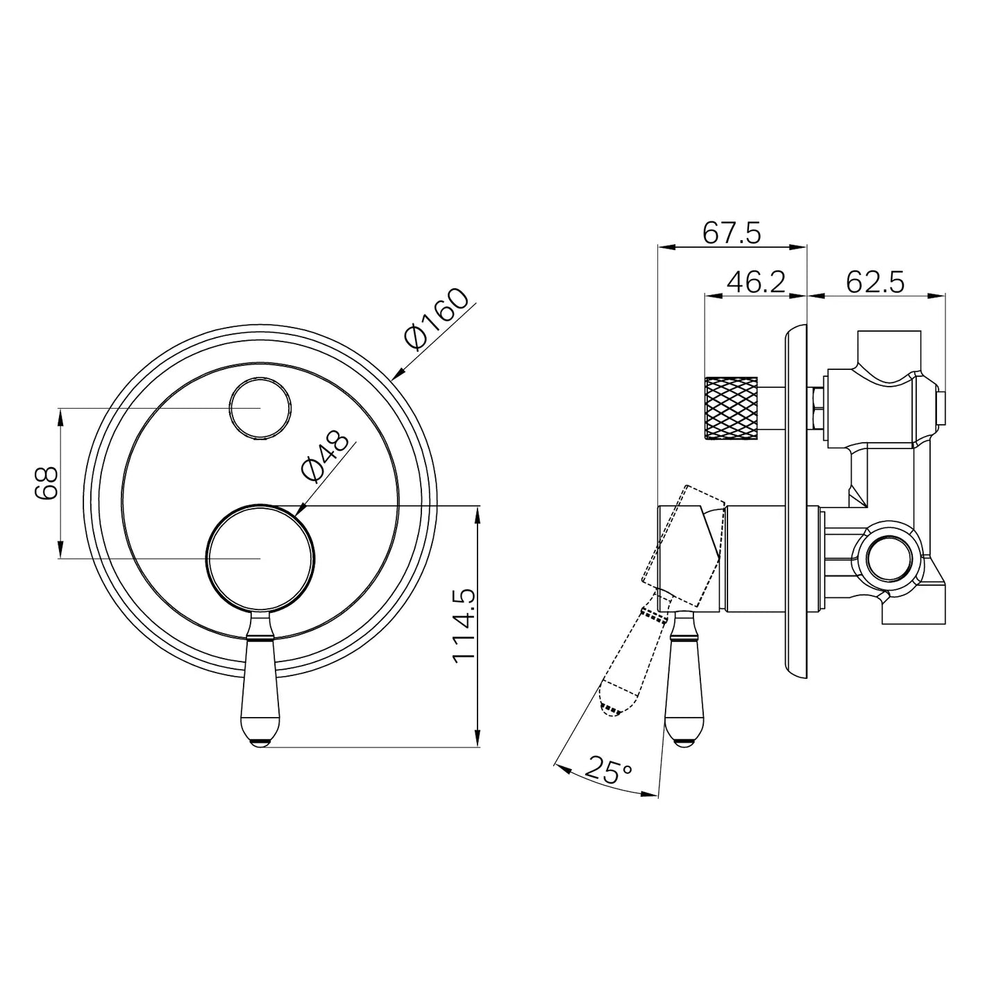 York Shower Mixer With Diverter With White Porcelain Lever Chrome