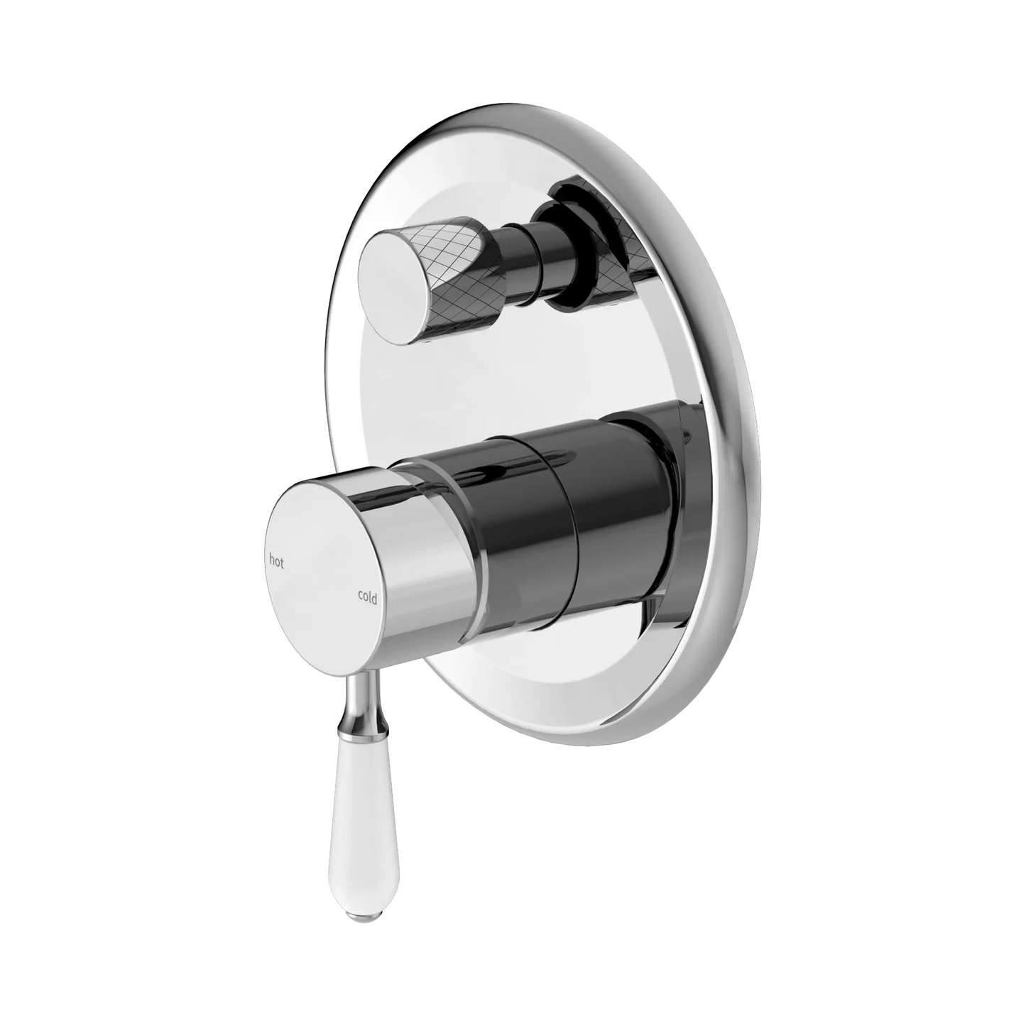 York Shower Mixer With Diverter With White Porcelain Lever Chrome