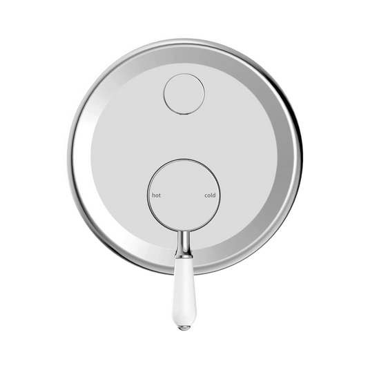York Shower Mixer With Diverter With White Porcelain Lever Chrome