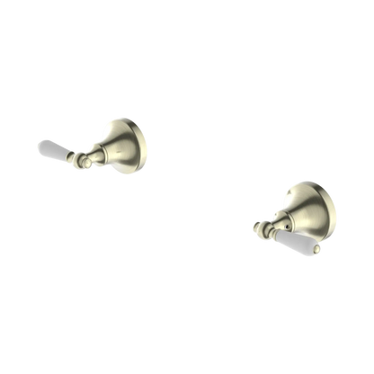 York Wall Top Assemblies With White Porcelain Lever Aged Brass