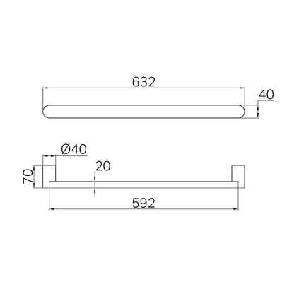 Bianca 240V Single Heated Towel Rail Gun Metal