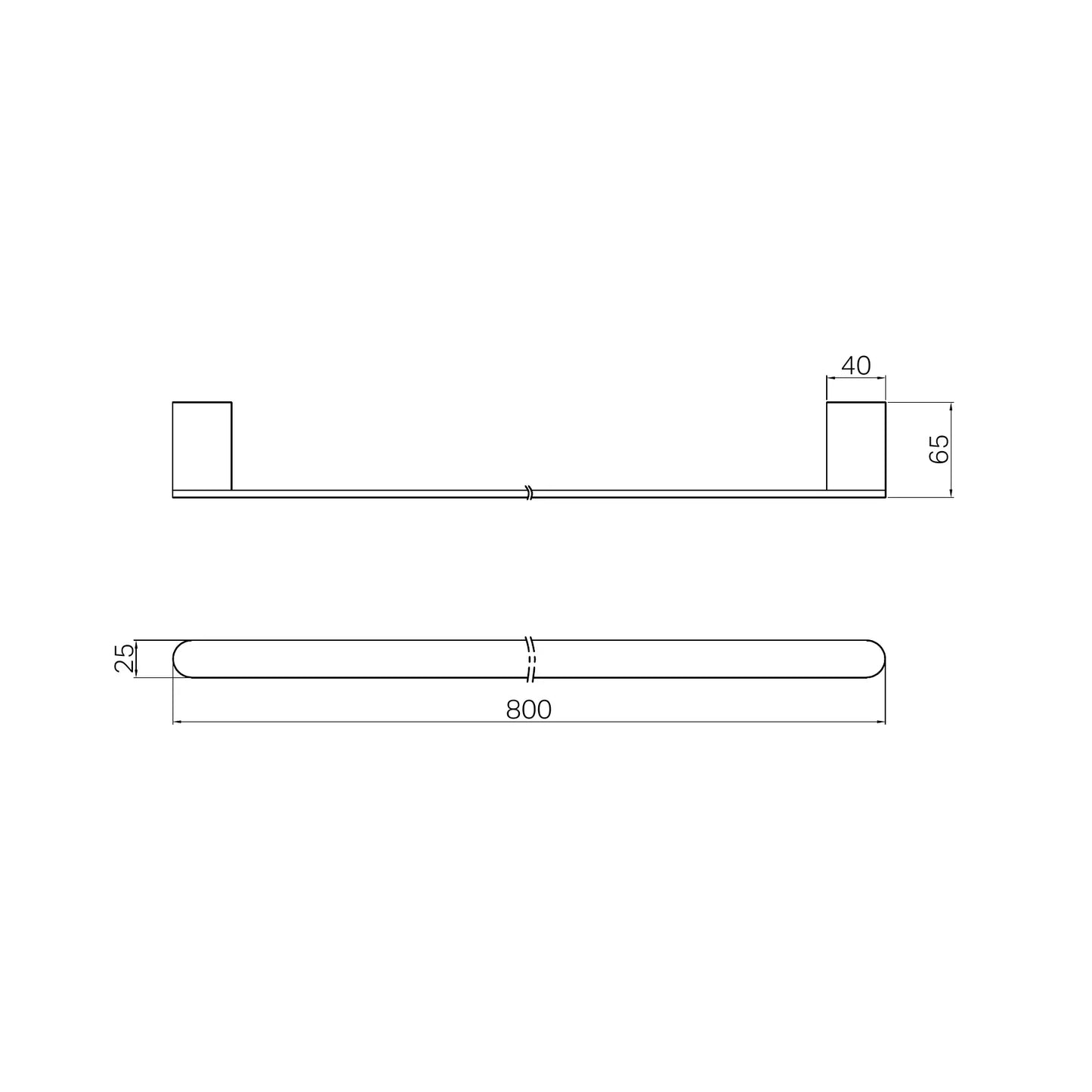 Bianca Single Towel Rail 800mm Brushed Gold