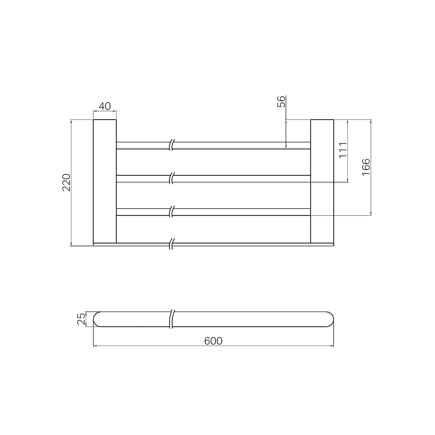 Bianca Towel Rack Chrome