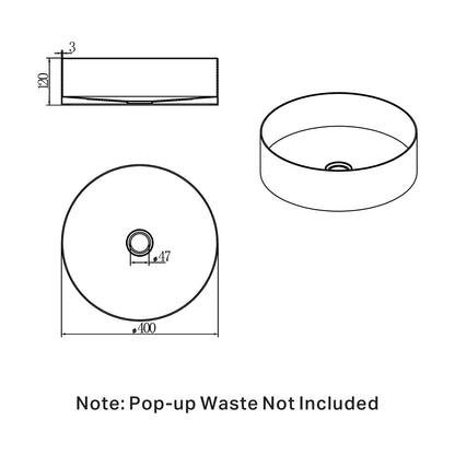Opal Round 400mm Stainless Steel Basin Brushed Gold