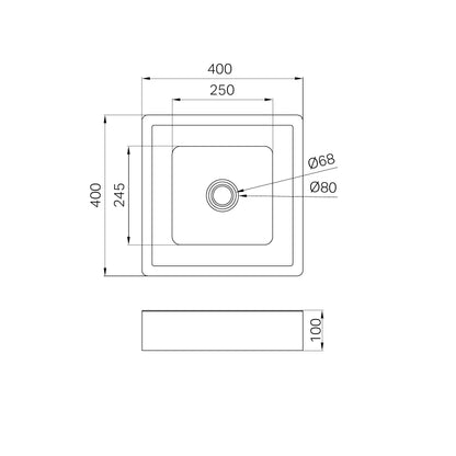 Opal Square 400mm Stainless Steel Basin Brushed Nickel