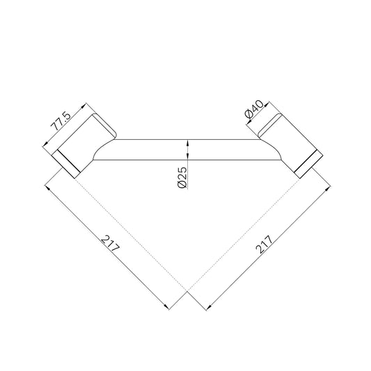 Mecca Care 25mm Footrest Corner Grab Rail 215mm Brushed Gold