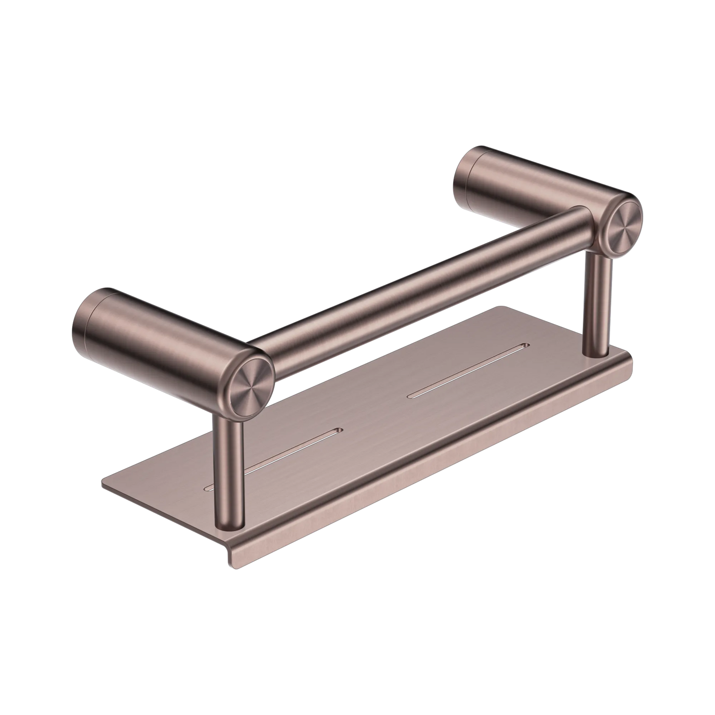 Mecca Care 25mm Grab Rail With Shelf 300mm Brushed Bronze