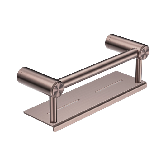 Mecca Care 25mm Grab Rail With Shelf 300mm Brushed Bronze