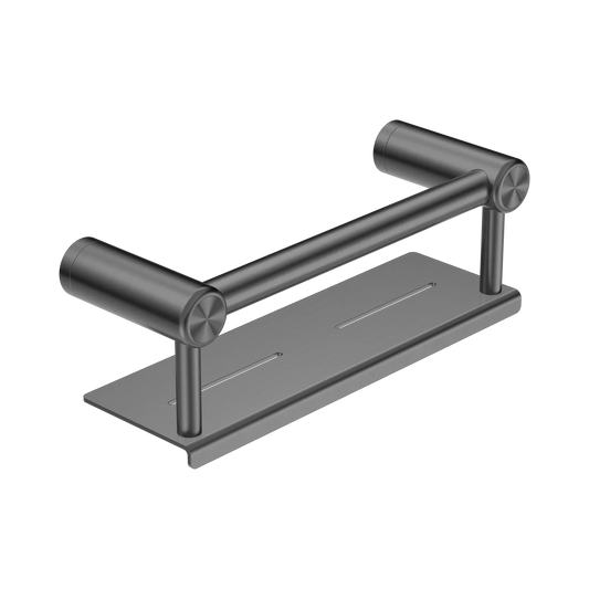 Mecca Care 25mm Grab Rail With Shelf 300mm Gun Metal