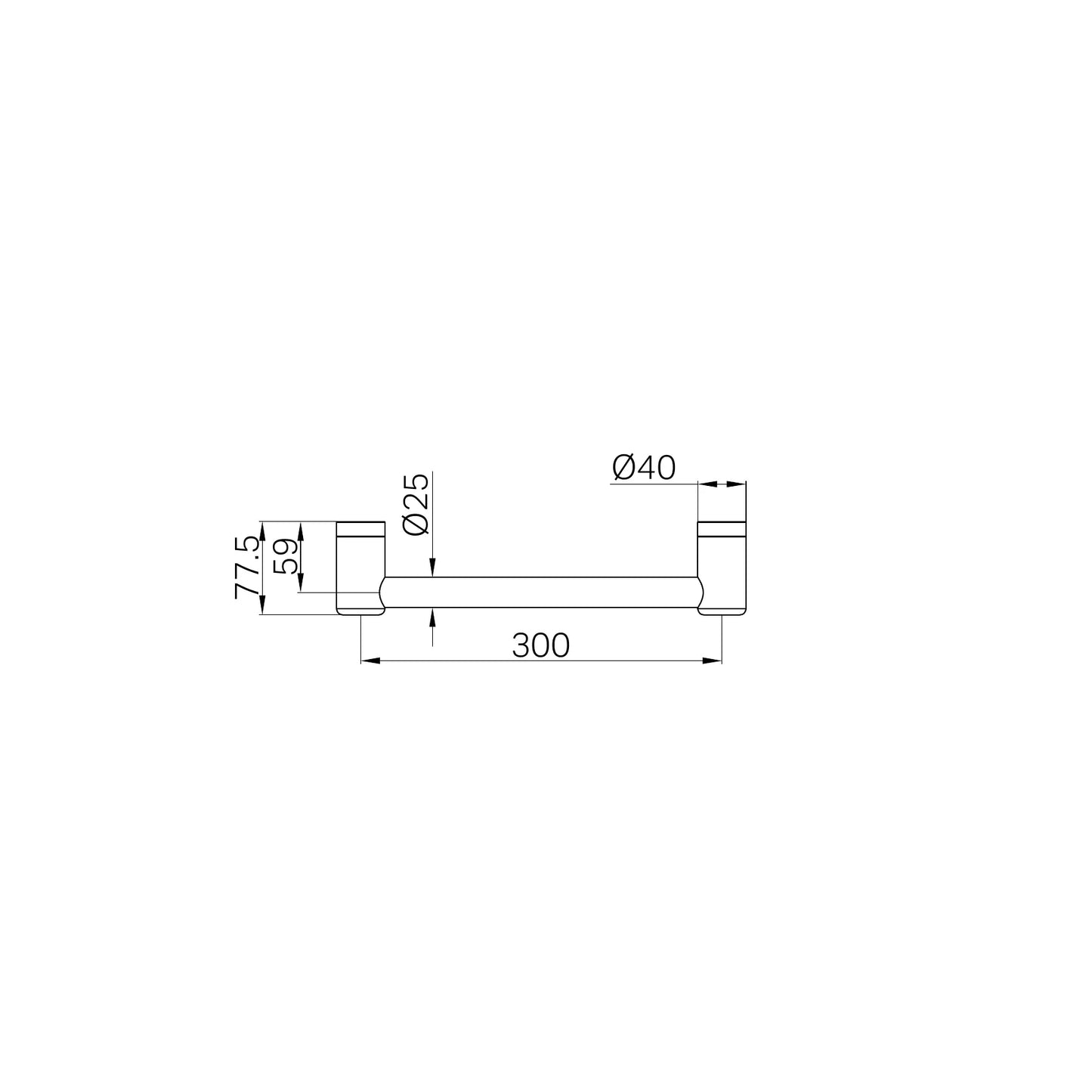 Mecca Care 25mm Grab Rail 300mm Brushed Gold