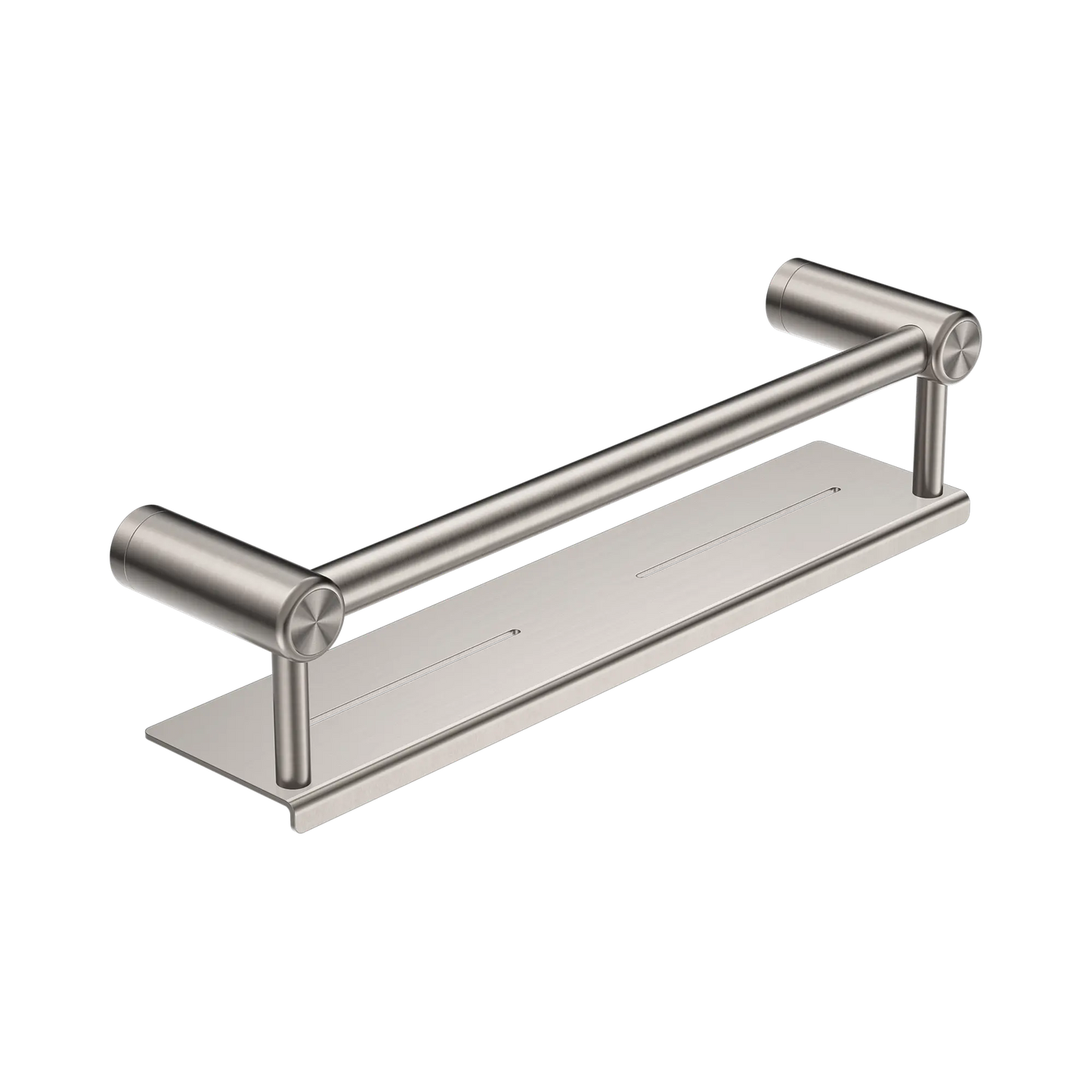 Mecca Care 25mm Grab Rail With Shelf 450mm Brushed Nickel
