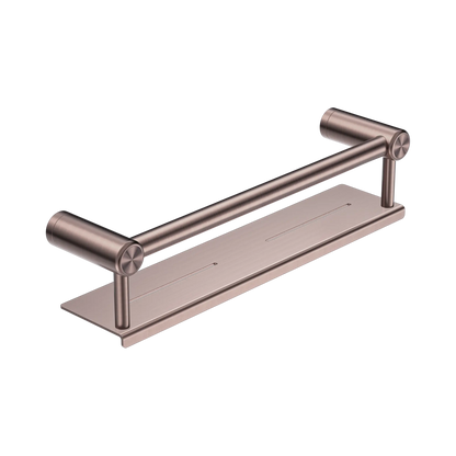 Mecca Care 25mm Grab Rail With Shelf 450mm Brushed Bronze