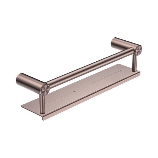 Mecca Care 25mm Grab Rail With Shelf 450mm Brushed Bronze