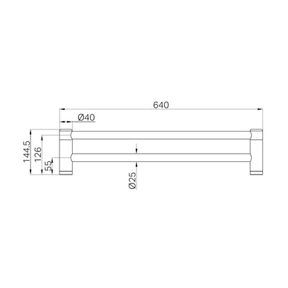 Mecca Care 25mm Double Towel Grab Rail 600mm Matte Black