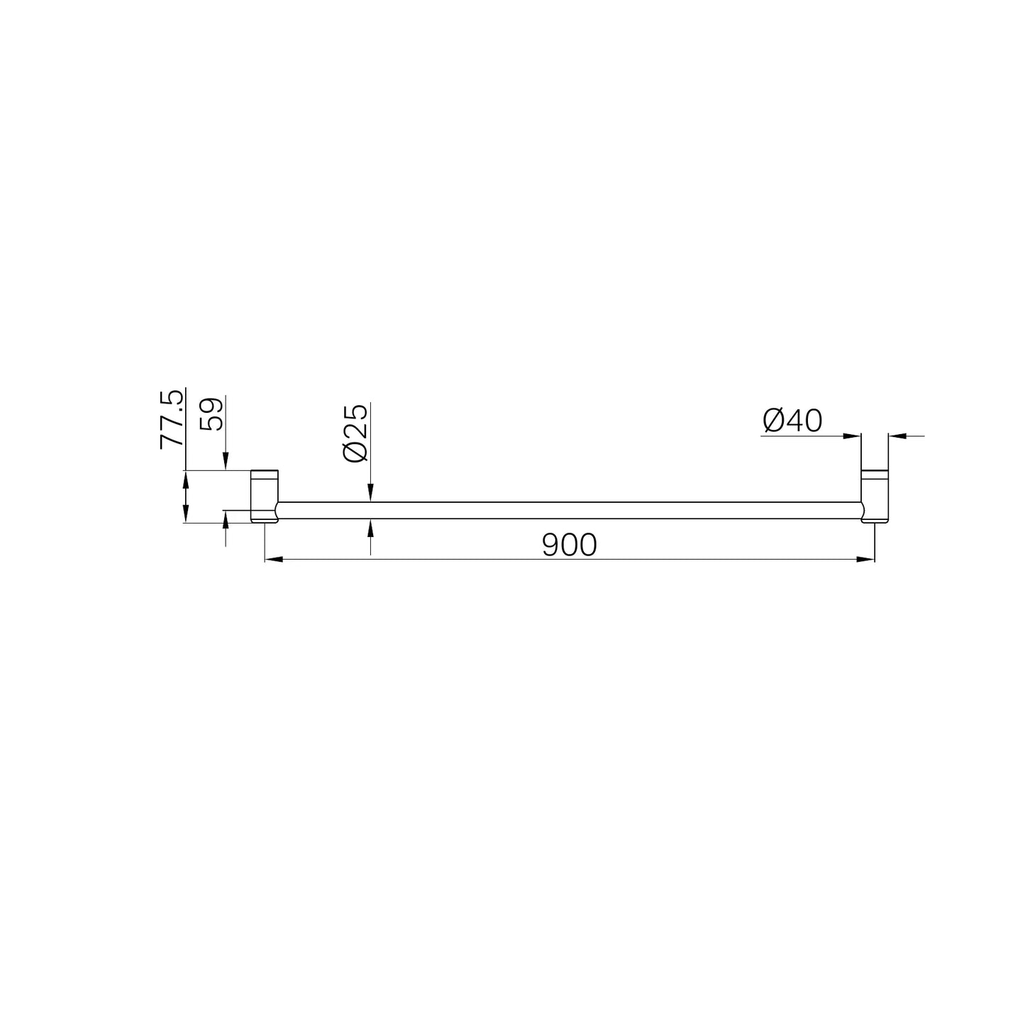 Mecca Care 25mm Grab Rail 900mm Brushed Nickel