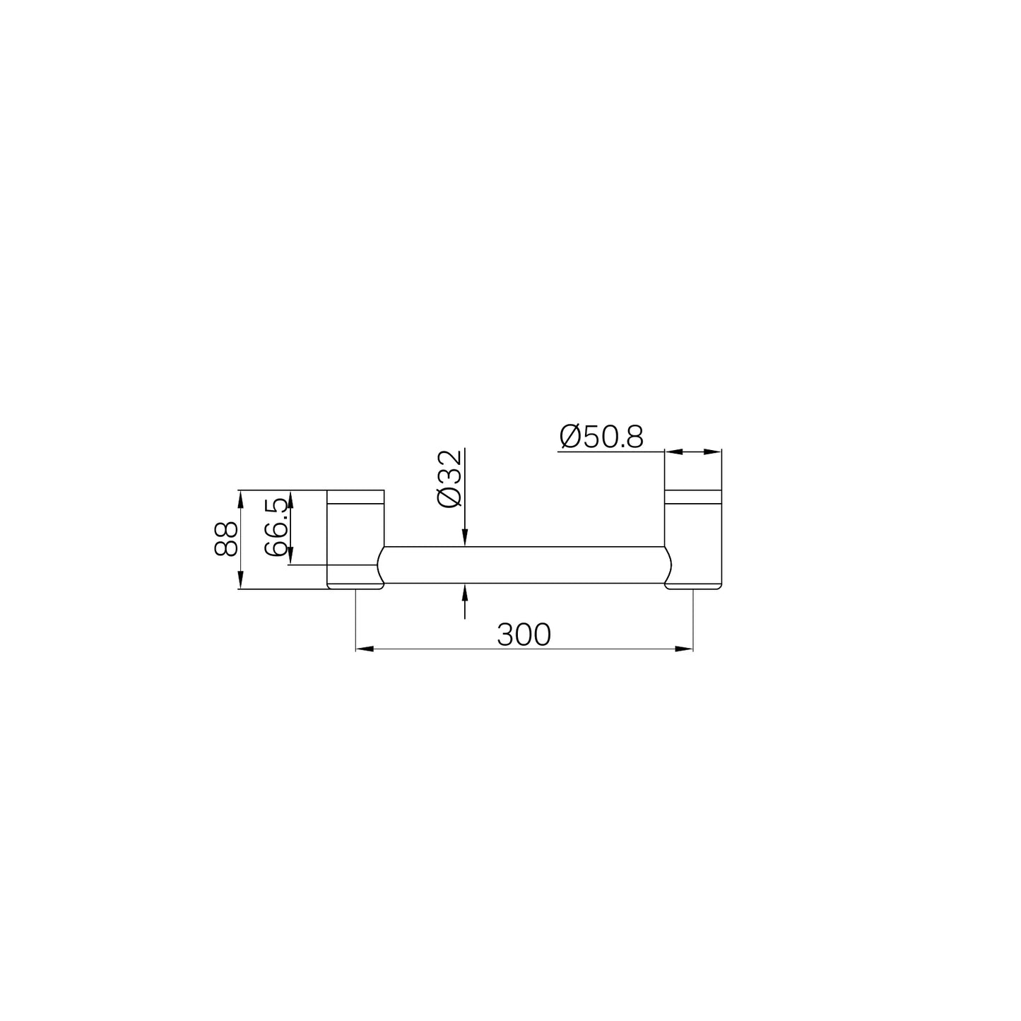 Mecca Care 32mm Grab Rail 300mm Chrome