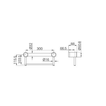 Mecca Care 32mm Grab Rail With Towel Holder 300mm Chrome